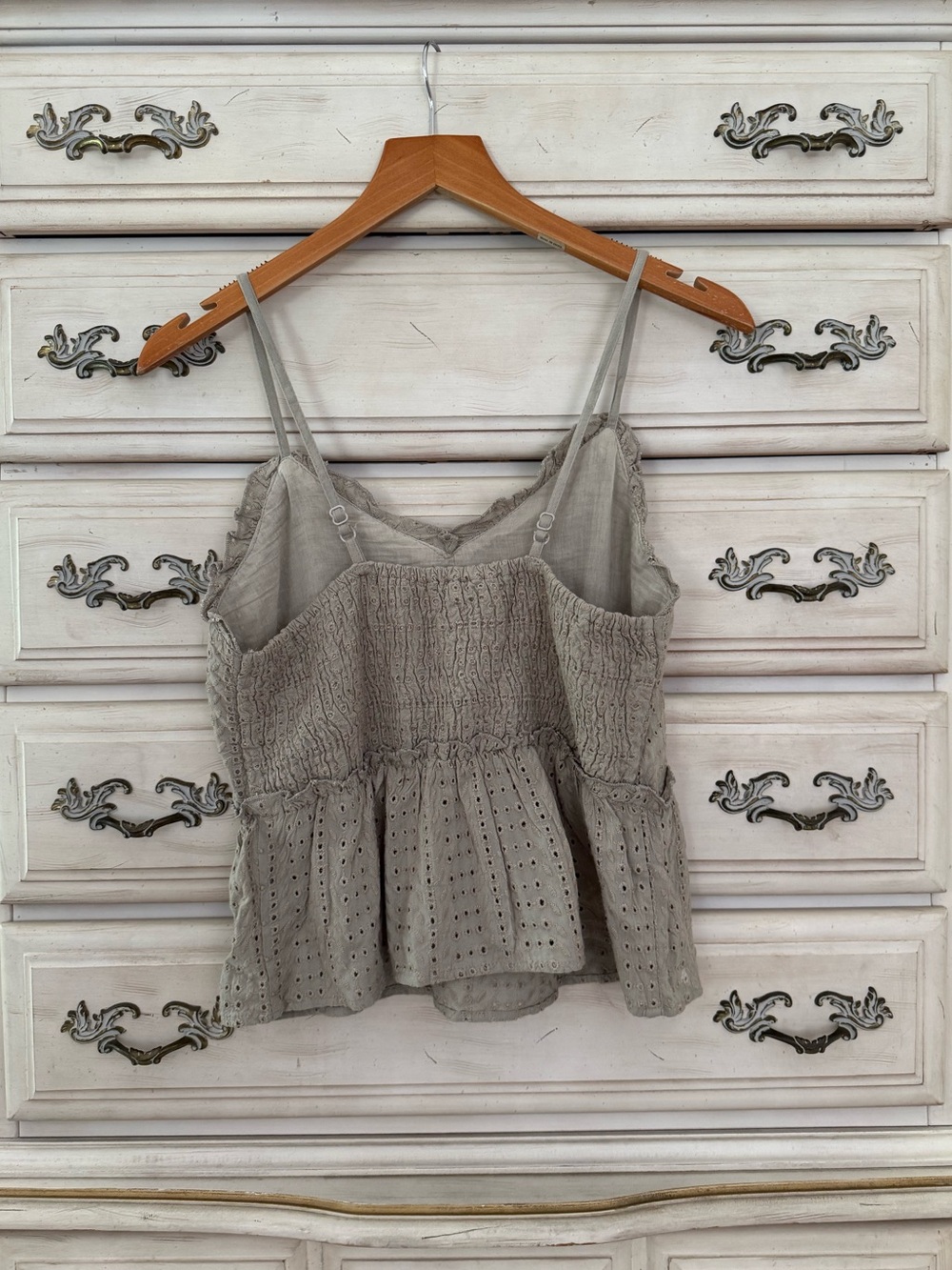 Vici Gray Eyelet Peplum Cami Top - Picture 3 of 5